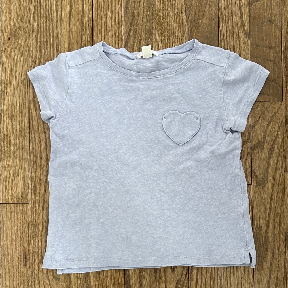 Jcrew Crewcuts Kids Light Blue Heart T-Shirt - size 6/7